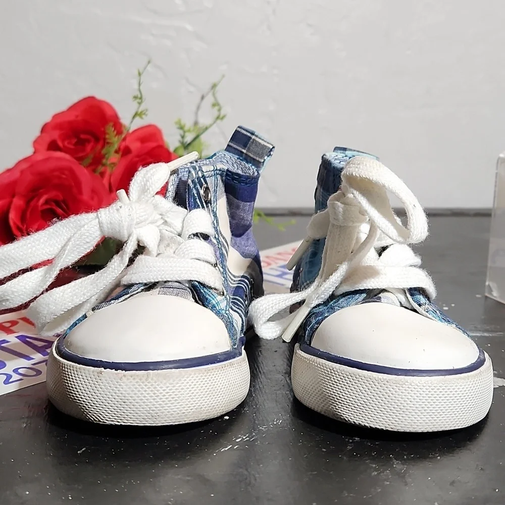 POLO Embroidered Hi Top Sneakers 5 Blue